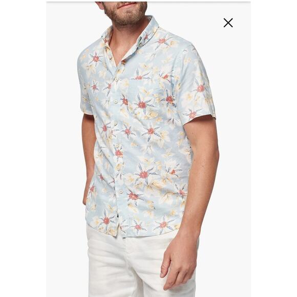 Faherty Other - Faherty Breeze Floral Short Sleeve Button Down Men's Large Blue Hawaiian